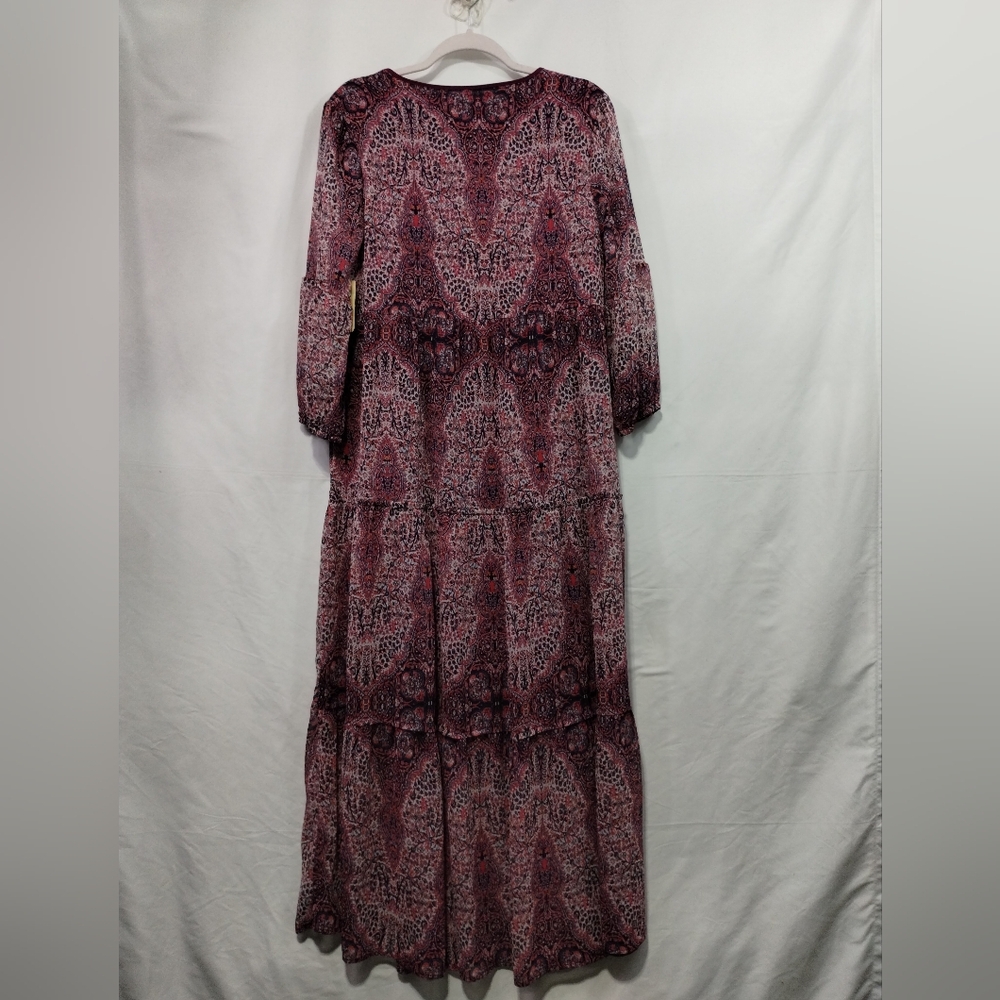 NWT St Johns Bay Prairie Maxi Dress Women's M Burgundy Boho Retro Grunge Beach - Picture 6 of 10